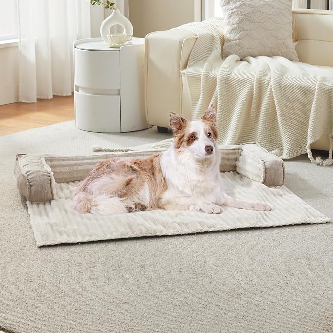 WINDRACING Luxury Dog Couch Bed, Washable Calming Dog Couch Cover, Couch Protector for Dogs, Waterproof Sofa Bed, Pet Bed Mats for Sofa, Pet Sofa Covers Beige (2XL:53"X39.3"X6"