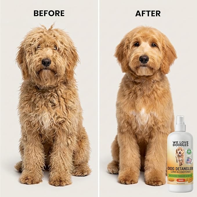 Dog Shampoo and Conditioner & Detangler - Best Goldendoodles, Poodles & Doodle Shampoo for Smelly Dogs, Sensitive Skin Puppy Shampoo, Goldendoodle Must Haves (Shampoo & Detangler (Mango))
