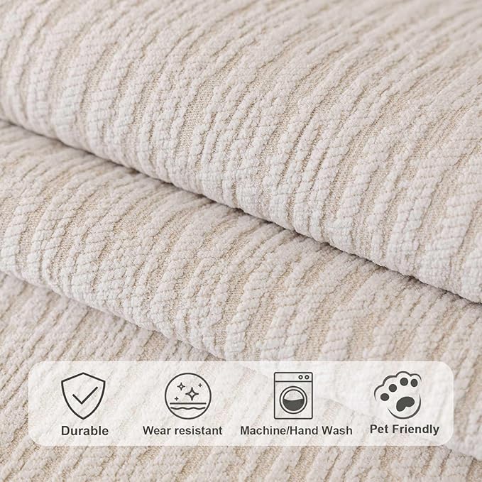 Soft Waterproof Chenille Cover Washable, Non Slip Sectional Sofa Covers for 3 Cushion Couch Sofa L Sharped Sofa Slipcover for Pets, Furniture Protector (1 PCS 36"x36" White)