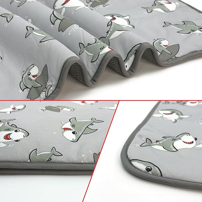 NACOCO Summer Pet Cooling Mat - Cat Dog Cushion Pad Sleeping Cool Sharks Comfortable Soft for Pets Kids and Adults (Grey Shark, S)