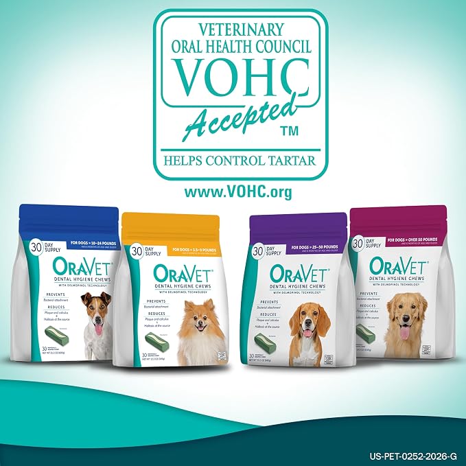 OraVet Dental Hygiene Chews for Small Dogs, Oral Care with Delmopinol, Vanilla Flavor, 14 Count