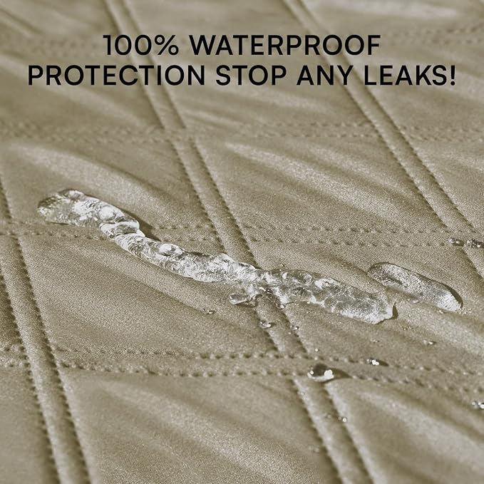 Luciphia 100% Waterproof Couch Cover Blanket for Dogs Anti-Slip Pet Couch Protector Sofa Mat Puppy Cat Blanket with Non-Slip Bottom, Taupe White, 68x82 Inch