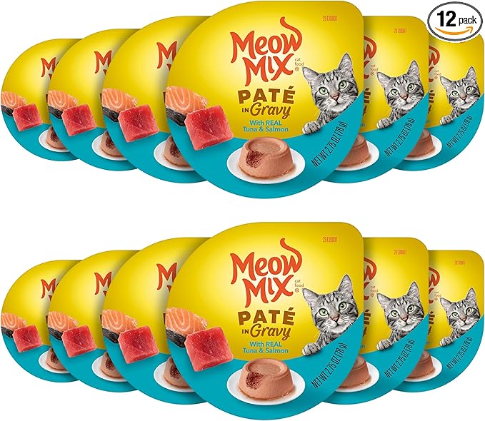 Meow Mix Paté in Gravy Wet Cat Food with Real Tuna & Salmon, 2.75 Ounce (Pack of 12)