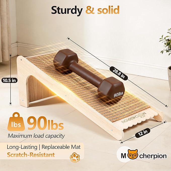 Natural Cork Cat Scratching Post-Cat Scratchers- Scratch Pads for Indoor-Cats Scratching Board-Cat ramp-cat Scratch Cardboard with Toy,Include 2 Pcs Replaceable Pads-Eco-Friendly Sustainable-Cat Gift