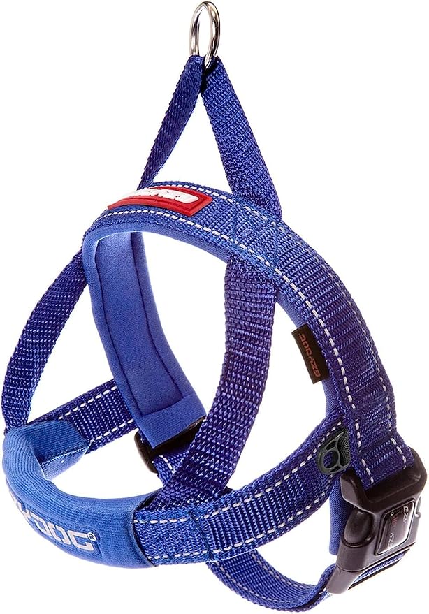 EzyDog Quick Fit Dog Harness – No Pull Harness for Training, Everyday Walking, and Easy Control - Adjustable Fit, Reflective, and Padded (XX-Small, Blue)
