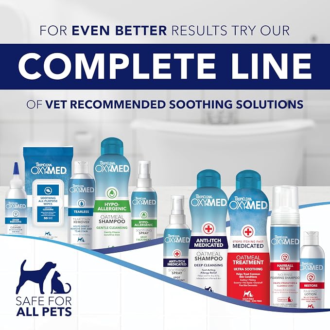 TropiClean Oxymed Medicated Cat & Dog Shampoo and Conditioner Set for Itchy Skin, Skin Soothing Oatmeal Shampoo & Conditioner for Dogs & Cats | Set of 2