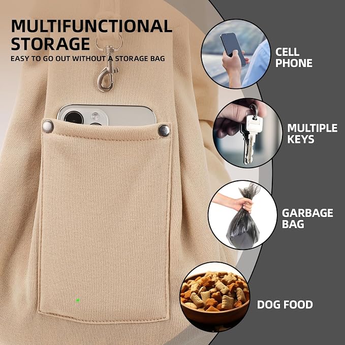 Dog Carrier Sling - Reversible Puppy Carrier Purse with Storage Pocket, Hand-Free Dog Sling Carrier for Carry Small Dogs and Cats, Travel Safety Harness, Dog and Cat Harness (Apricot)