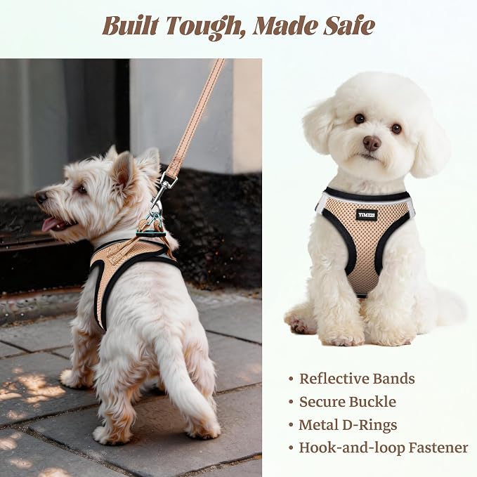 YIMEIS Dog Harness and Leash Set, No Pull Soft Mesh Pet Harness, Reflective Adjustable Puppy Vest for Small Medium Large Dogs, Cats (Flesh Pink, X-Small (Pack of 1)