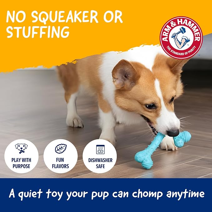 Arm & Hammer Nubbies T-Bone Dental Chew Toy Peanut Butter Flavor Textured Toy Helps Clean Teeth Supports Oral Care for Dogs Up to 35 Lbs 24 Pack Non-Edible Supervised Daily Chewing at Home