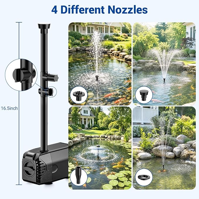 NFESOLAR 35W Solar Fountain Pump, 280GPH Solar Pond Pump with Foldable Solar Panel, Adjustable Flow Solar Water Pump with 6.6FT PVC Tubing for Outdoor Pond, Garden, Waterfall, Hydroponic, Pool
