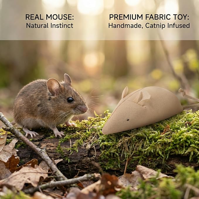 Catnip Mice Toys for Cats, 6PCS Large Interactive Fabric Mouse Toys for Indoor Adult Cats & Kittens, Encourages Cuddling, Kicking, Chasing, Playing and Chewing