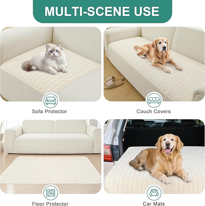 Foxdecor Couch Cover Sofa Covers Washable, Dog Bed Cover Couch Covers for 3 Cushion Couch Sofa Pet Friendly, Dog Couch Cover Furniture Covers for Pets.(Cream 32x70 inch)