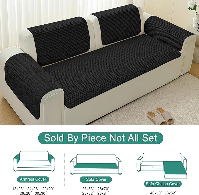 Foxdecor Couch Cover Sofa Covers Washable, Dog Bed Cover Couch Covers for 3 Cushion Couch Sofa Pet Friendly, Dog Couch Cover Furniture Covers for Pets.(Black 32x94 inch)