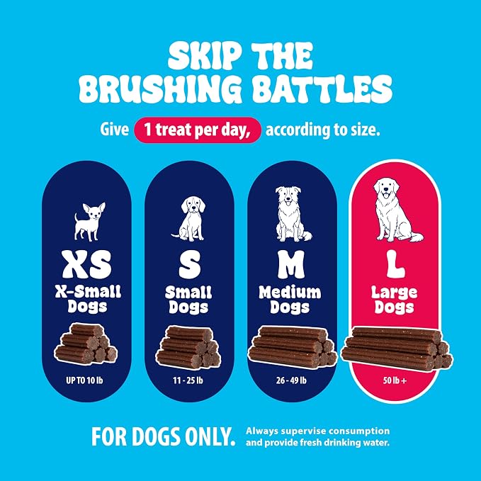 Dental Fresh Dental Treats for Large Dogs, Vet-Formulated Teeth Cleaning Dental Sticks to Help Reduce Plaque and Tartar and Freshen Breath, 15 Count Brush Free Dental Chews for Dogs 50 lbs and Up