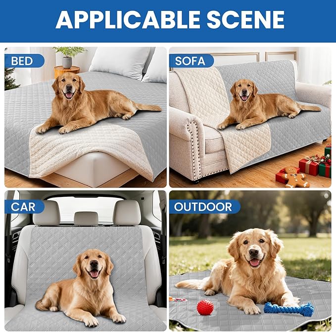 Waterproof Couch Covers for Pets, Waterproof Dog Bed Cover, Anti-Slip Soft Dog Blankets, Couch Cover for Dogs Washable, Pet Blanket for Puppy Large Dogs Cat (68x82 Inch, Light Grey)