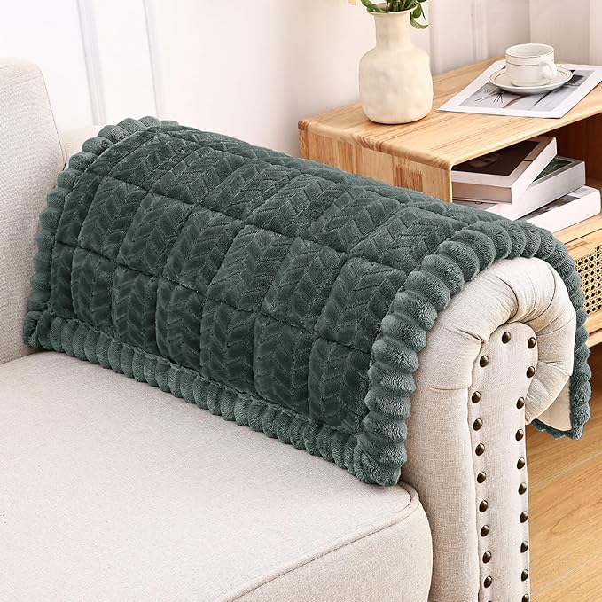 Smiry Couch Cover for Dogs, Non Slip Fuzzy Pet Sofa Arm Covers Washable for Armrest & Backrest, Soft Thick Furniture Protector for Cats Dogs, Against Fur, Dirt (Dark Grey, 27.6"x27.6")