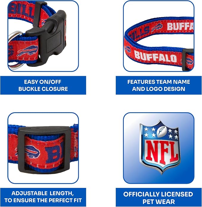 Pets First NFL Buffalo Bills Licensed PET COLLAR, Extra Large - Heavy-Duty, Strong, and Durable Dog Collar. Available in 31 Football Teams and 4 Sizes