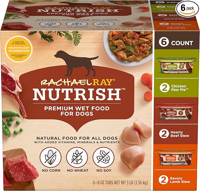 Nutrish Rachael Ray Savory Favorites Wet Dog Food Variety Pack, 8 oz. Tubs (Pack of 6)