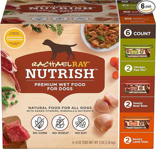 Nutrish Rachael Ray Savory Favorites Wet Dog Food Variety Pack, 8 oz. Tubs (Pack of 6)