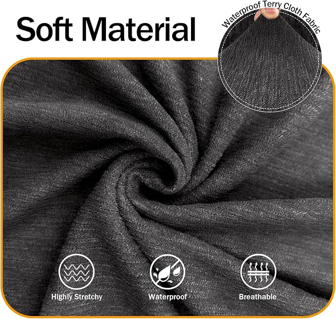 Waterproof Stretch Spandex Chair Sofa Slipcover - Non-Slip Soft Couch Cover with Elastic Bottom, Washable Leakproof Furniture Protector for Kids, Pets, Dogs & Cats (Chair, Dark Gray)