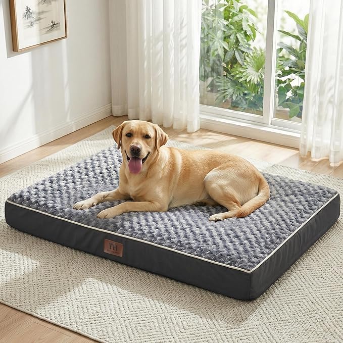 WESTERN HOME WH Orthopedic Dog Bed for Jumbo Dogs, Waterproof Extra Large Dog Bed with Removable Washable Cover and Nonskid Bottom, Thick Egg Crate Foam XXXL Pet Beds, Grey 54"