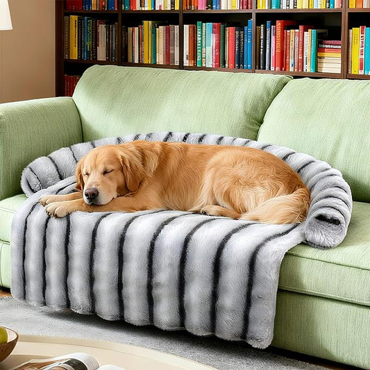 WATANIYA PET Large Dog Couch Bed, Fluffy Washable Couch Protector for Dogs with Removable Cover, Non-Slip Dog Sofa Bed, 45x37 Inch, Grey