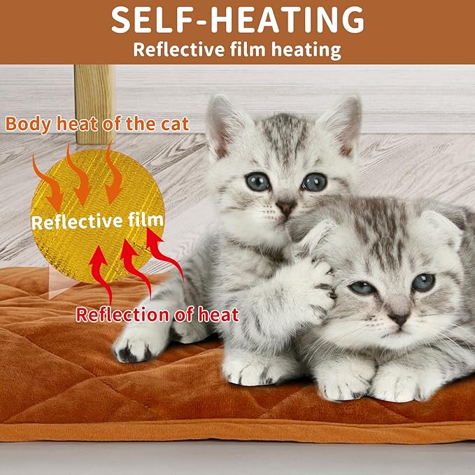 NAMOTEK Self-Warming Cat Bed Indoor/Outdoor Super Soft Self Heating Pet Mat Washable Thermal Pad for Cat & Dog 35x23 inch
