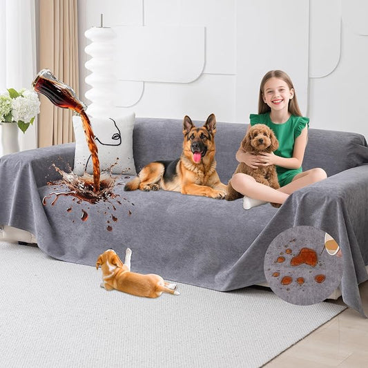 Loiion 100% Double-Sided Waterproof Dog Sofa Cover - Anti-Slip, Leakproof Couch Cover, Pet-Friendly Couch Protectors for Puppy, Large Dog, Kids and Pets134 X71