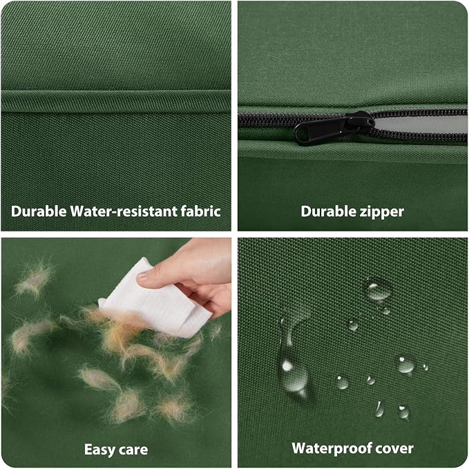 BFPETHOME Outdoor Dog Bed for Large Dogs, Waterproof, Orthopedic with Removable Washable Cover, Egg Crate Foam - 30 x 20in, Green