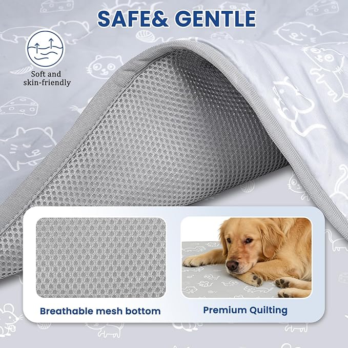 SUPRIY Dog & Cat Cooling Mat with Bandana - Pet Cooling Pad & Pet Scarf Set for Summer(QMAX>0.4) for Pet in Summer, Washable, Non-Toxic (Large 28.3"x41.3")
