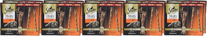 Sheba Meaty Tender Sticks Chicken Cat Treats, Chicken Flavor, Cat Snacks, 0.14 oz., 5 Count (Pack of 20)