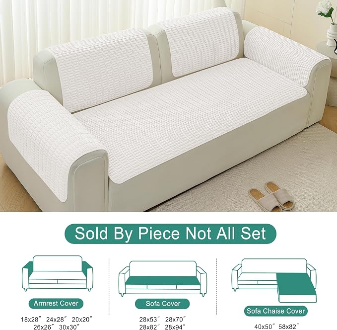 Foxdecor Couch Cover Sofa Covers Washable, Dog Bed Cover Couch Covers for 3 Cushion Couch Sofa Pet Friendly, Dog Couch Cover Furniture Covers for Pets.(White 40x50 inch)