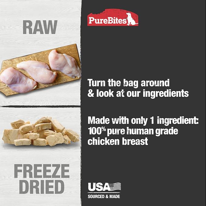 PureBites Chicken Freeze Dried Dog Treats, 1 Ingredient, Made in USA, 28 Ounces (Pack of 1)