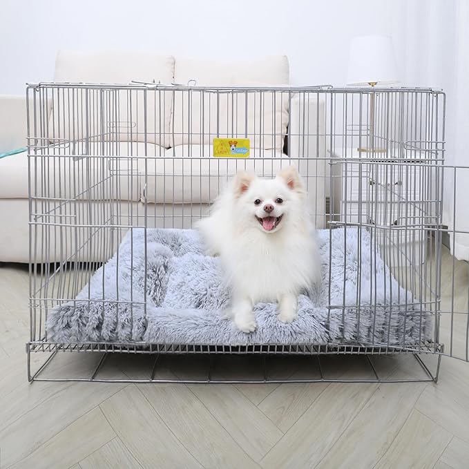 Vonabem Medium Dog Bed Washable, Soft Puppy Crate Beds for Medium Small Dogs and Cats, Plush Soft Puppy Pet Beds, Anti-Slip Dog Cage Mats for Sleeping, Kennel Pad 30 Inch Grey