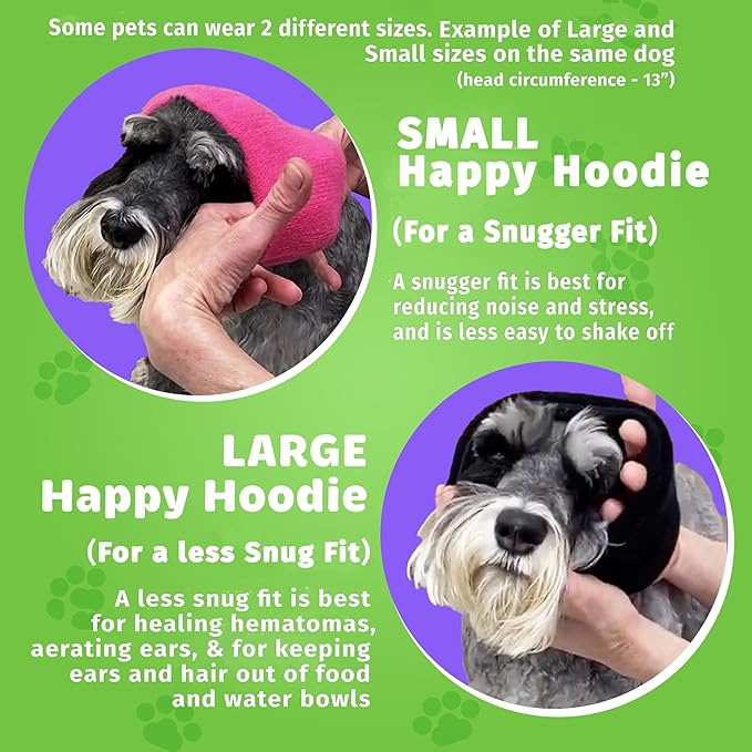 Happy Hoodie The Original Dog & Cat Calming Band - American Brand - Anxiety Relief/Noise Protection-Grooming-Thunder-Fireworks (Large, Purple) - Since 2008