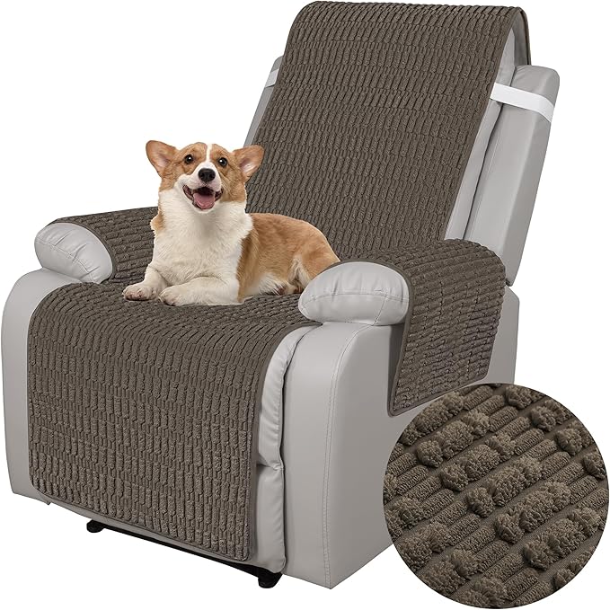 Foxdecor Recliner Chair Covers, Recliner Cover Non-Slip Chair Covers, Washable Recliner Couch Cover Furniture Protector, Cover for Recliner Chair with Elastic Straps. (Chocolate, 30" W)