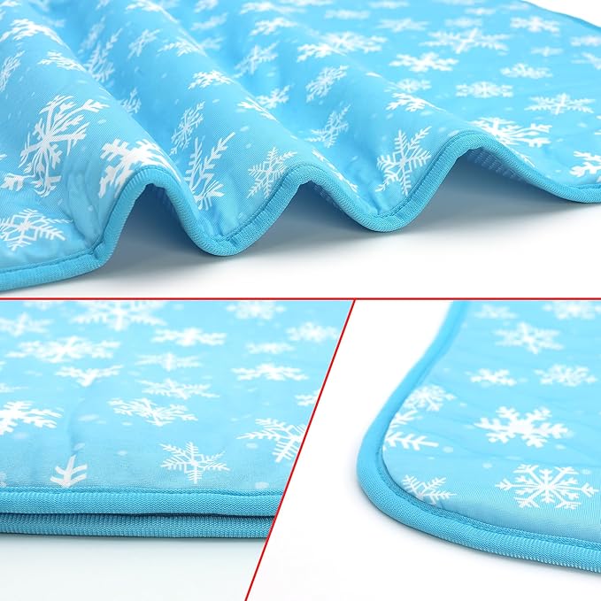 NACOCO Summer Pet Cooling Mat - Cat Dog Cushion Pad Sleeping Cool Snowflake Comfortable Soft for Pets Kids and Adults (Blue Snowflake, S)