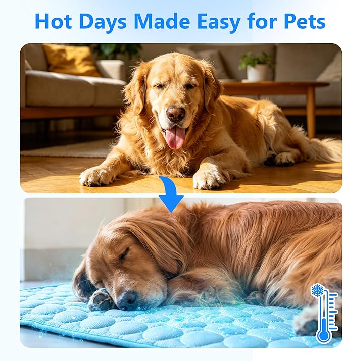 MCEAST Dog Cooling Mat 39" x 27.5" Self Cooling Pad for Dogs & Cats Non-Slip Cool-Chill Mats Summer Pet Blanket with Storage Bag Washable & Portable Cool Pet Pad for Floor Sofa Bed Car Travel, Large