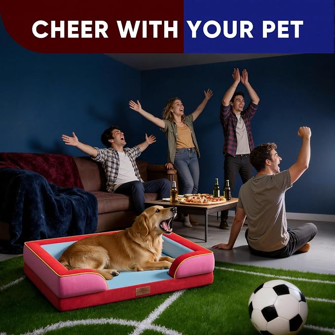 Comfort Expression Orthopedic Dog Bed for Extra Large Dogs 45x35 Inch, Waterproof Egg Crate Foam XL Pet Bed with Bolsters, Dog Couch with Washable Cover & Non-Slip Bottom, Los Angeles