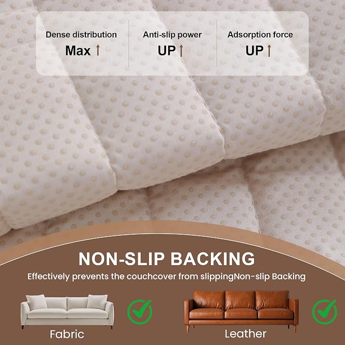 OTOB Couch Covers for Sofa Pet Friendly, Washable & Non Slip Fuzzy Dog Couch Cover Sofa Slipcovers Love Seat, Soft Plush Cozy Furniture Protector Cushion Mat, All Seasons (Beige, 27.6" x 59.1")