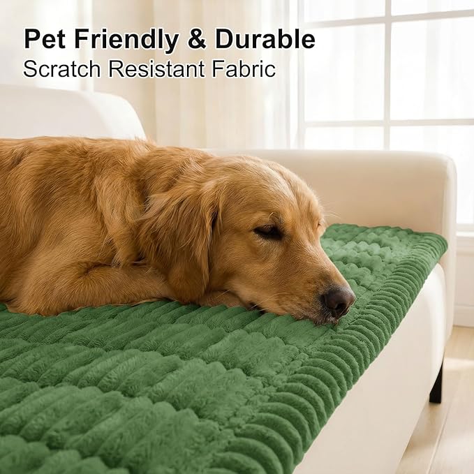 Smiry Couch Cover for Dogs, Non Slip Washable Sofa Protector for Pets, Soft Furniture Cover for Pet, Stylish Sofa Covers, Cozy Protect Against Fur, Dirt & Everyday Messes (Olive Green, 27.6" x 82.7")