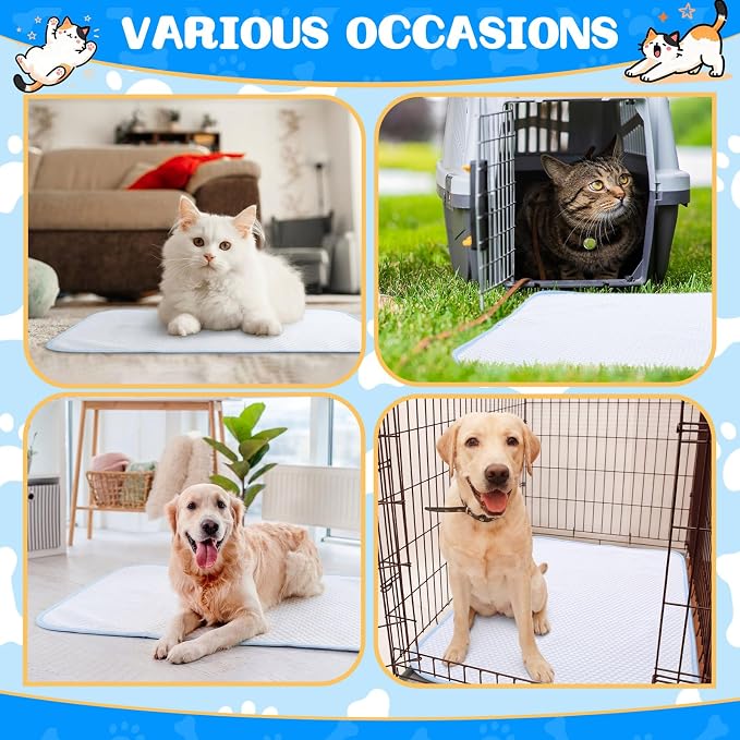 Chunful 4 Pack Pet Cooling Mat, 43 x 28 Inches Dog Cooling Pad for Summer, Ice Silk Self-Cooling Mat, Portable Washable Non-Slip Dog and Cat Pad for Indoor, Outdoor, Car Seats, Trips, up to 60 Lbs