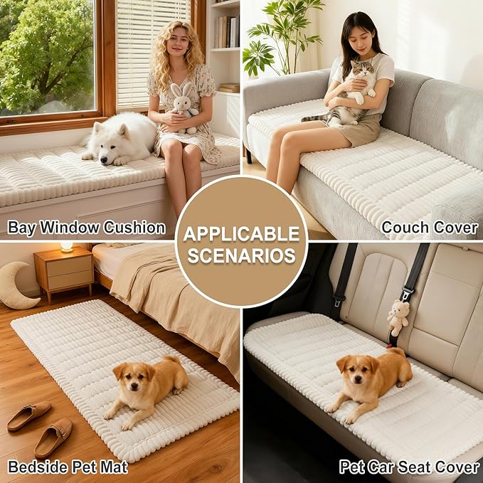 hyha Couch Cover for Dogs Washable, Non Slip Thick Flannel Sofa Protector, Pet Friendly Plush Furniture Cover for Sectional Sofa & Loveseat (White, 27.6" x 27.6")