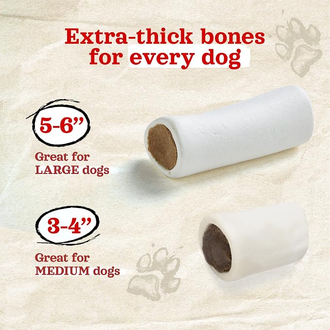 Natural Farm Filled Dog Bones, Bully Stick Flavor (5-6 Inch, 3 Pack), Limited Ingredient Stuffed Dental Dog Bone Treats for Large Dogs