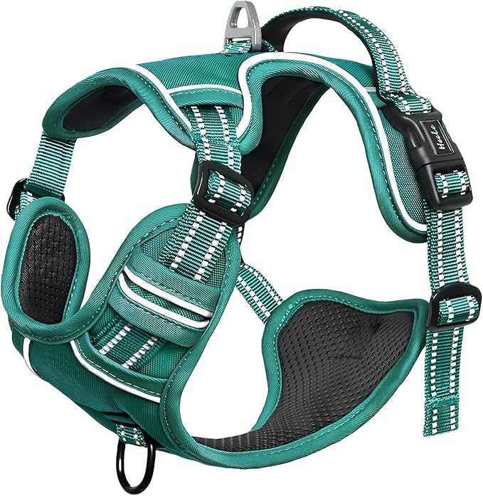 HEELE Dog Harness for Medium Dogs No Pull Dog Vest Harness with Soft Padded Handle Reflective for Outdoor Training, Grass Green, M