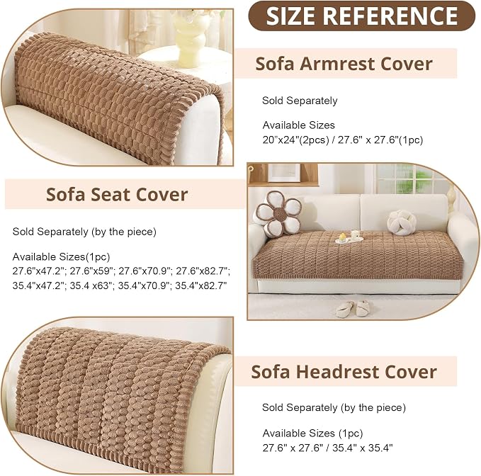 OstepDecor Couch Cover for Dogs, Washable Non Slip Sofa Cover for Pets, Soft Couch Covers for Sofa, Loveseat and Sectional, Furniture Protector Against Pet Hair & Scratches (35.4" x 63", Brown)