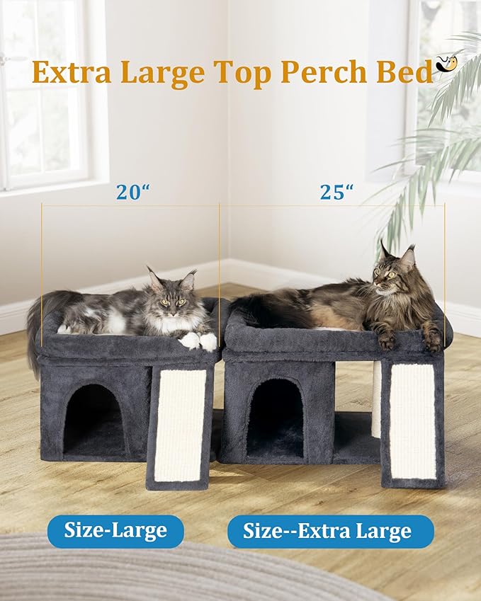 Aechonow XL Cat Tree Tower for Large Adult Cats 20 lbs+, 23x15.7Inch Perch Bed, Condo Cave for Indoor Medium Kittens, Sisal Scratchers, Extra Large