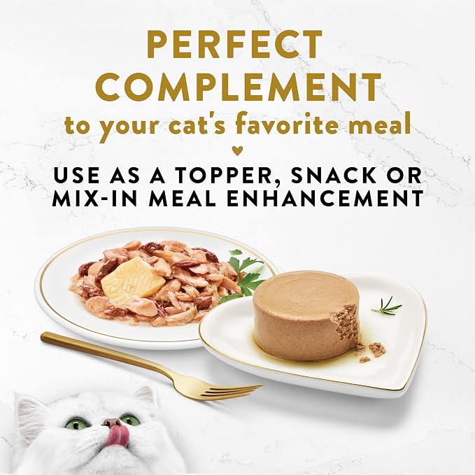 Fancy Feast Purina Appetizers Lickable Grain Free Wet Cat Food Topper Skipjack Tuna Appetizer with Sole - 1.1 oz. Trays,(Pack of 20)