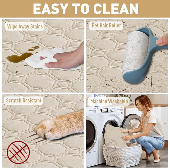ZNSAYOTX Ultimate Cozy Blankets (30"x70") 100% Waterproof Sofa Mat Blanket for Dog Pets, Bed Couch Protector with Non-Slip Back Washable Durable, Pee Scratch Proof Easy to Clean (Beige)