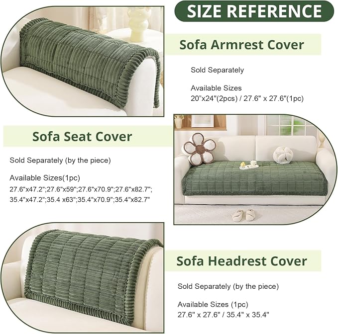 OstepDecor Couch Cover for Dogs, Washable Non Slip Sofa Cover for Pets, Soft Couch Covers for Sofa, Loveseat and Sectional, Furniture Protector Against Pet Hair & Scratches (35.4" x 63", Green)